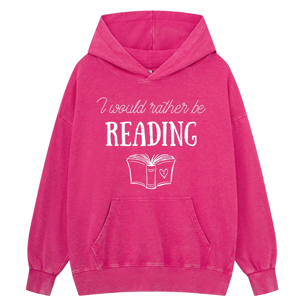 Pagewings I Would Rather Be Reading Unisex Washed Hoodie