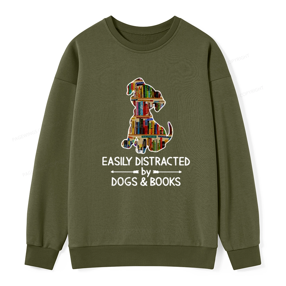 Pagewings Easily Distracted By Dogs And Books Unisex Classic Sweatshirt