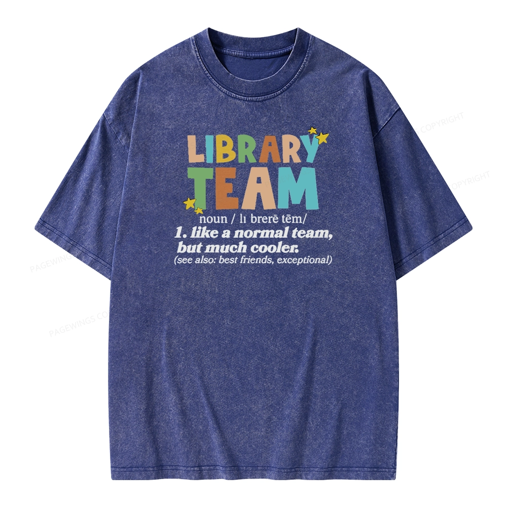 Pagewings Library Team And Library Squad Unisex Washed T-shirt