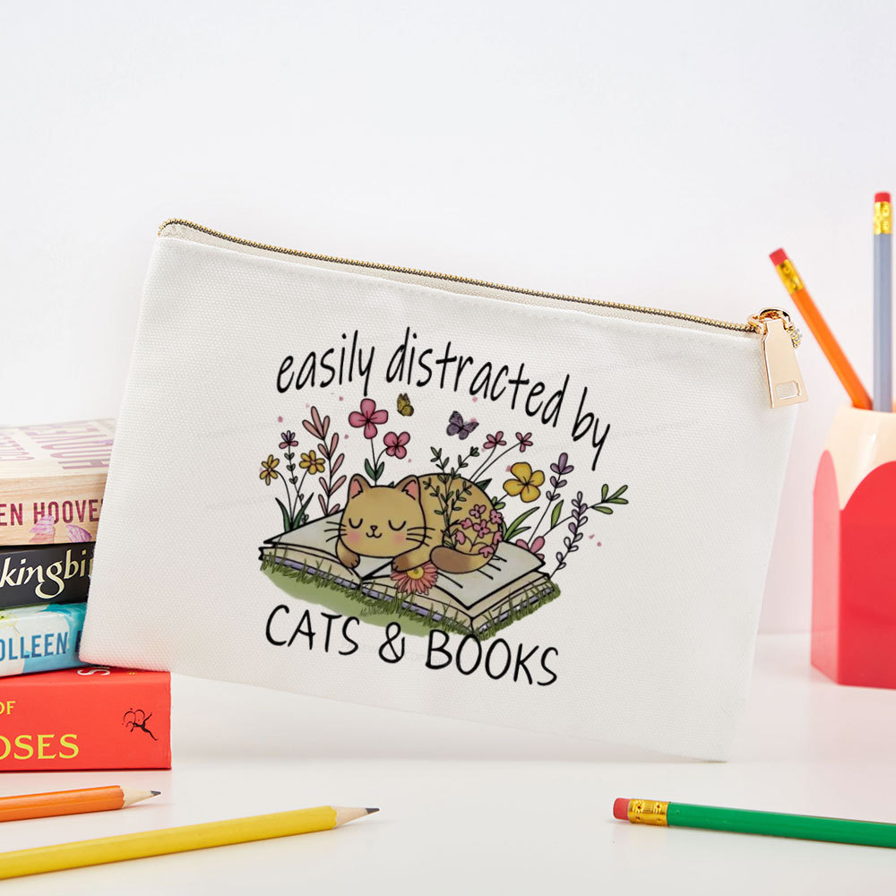 Pagewings Easily Distracted By Cats And Books Pouch