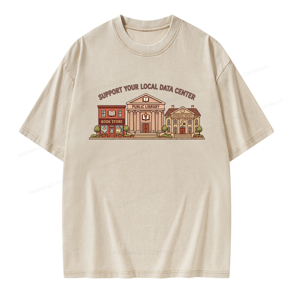 Pagewings Support Your Local Data Center Unisex Washed T-shirt