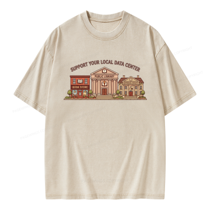 Pagewings Support Your Local Data Center Unisex Washed T-shirt