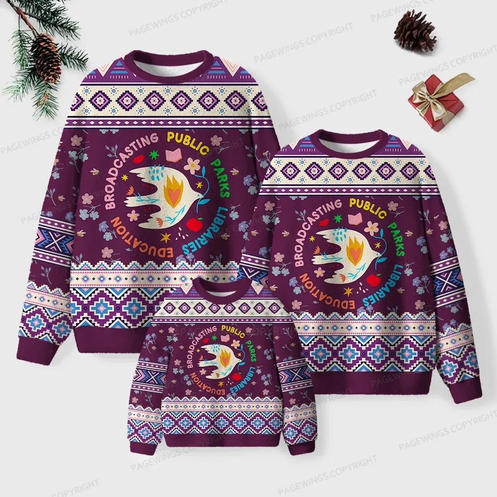 Pagewings Public Parks Libraries Education Unisex Ugly Knit Sweatshirt