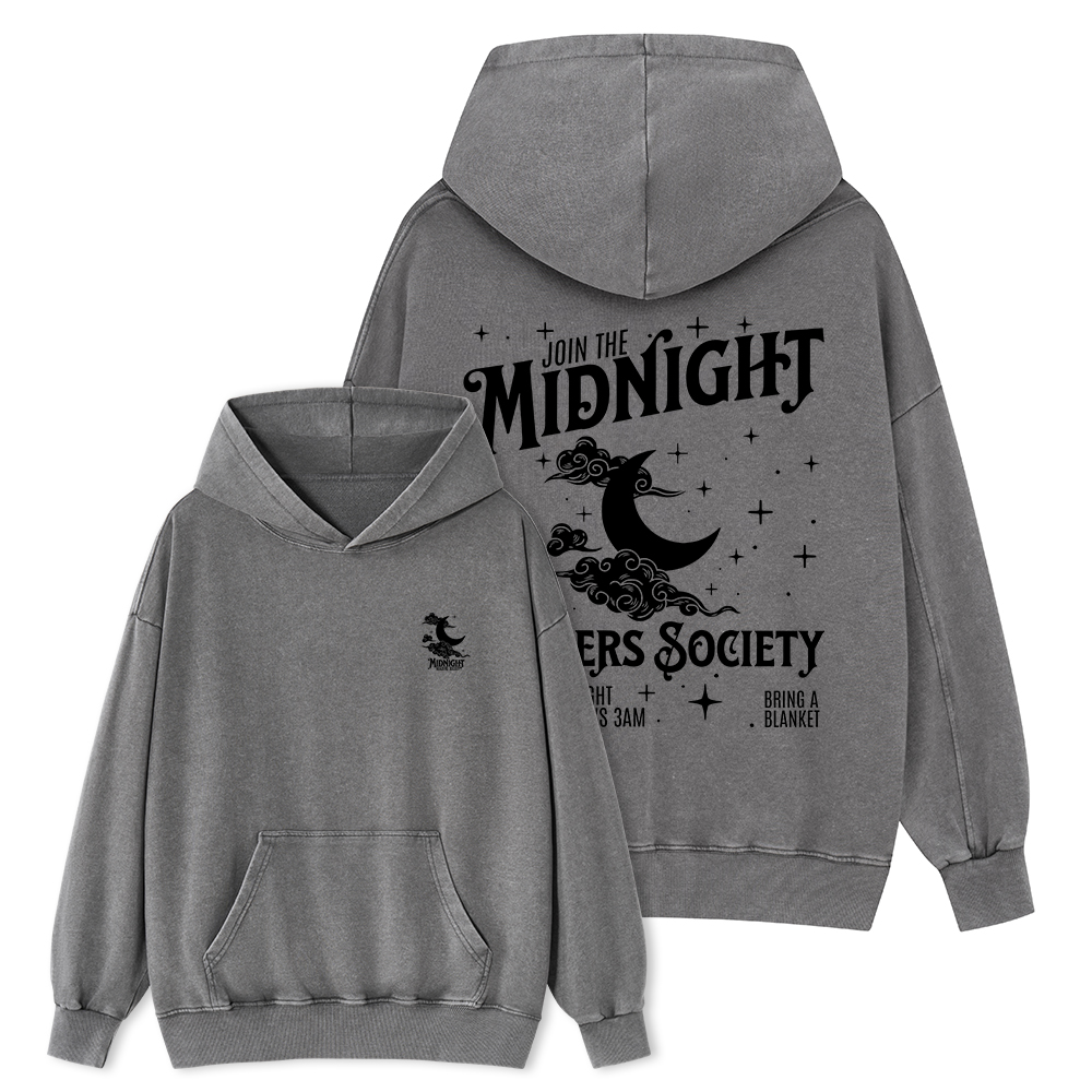 Pagewings Late Night Readers Book Club Unisex Washed Hoodie