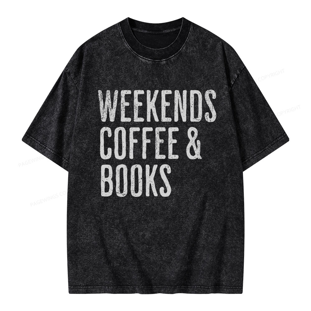 Pagewings Weekends Coffee And Books Unisex Washed T-shirt