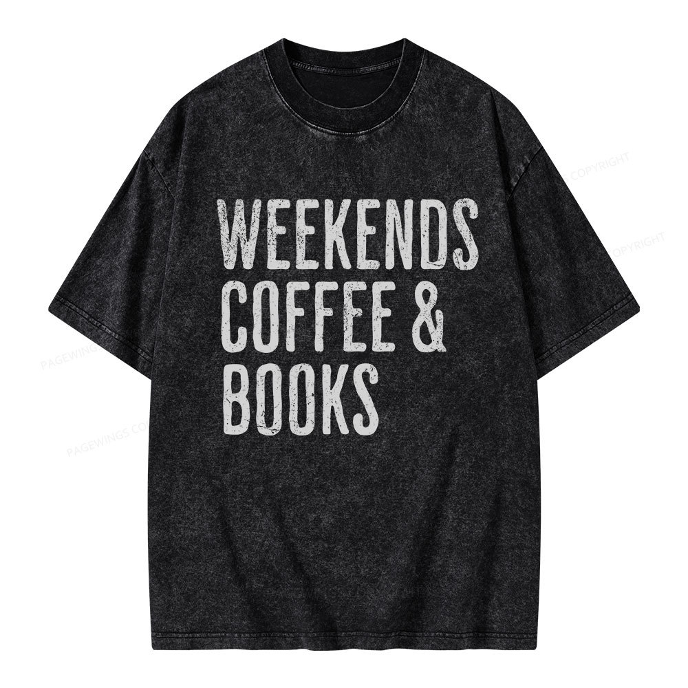 Pagewings Weekends Coffee And Books Unisex Washed T-shirt