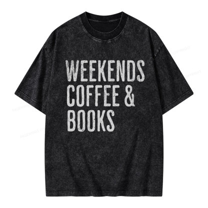 Pagewings Weekends Coffee And Books Unisex Washed T-shirt