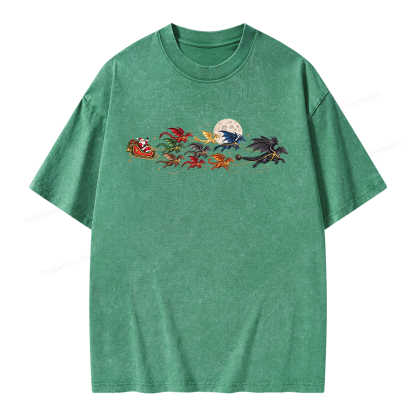 Pagewings Christmas Dragon Bookish Unisex Washed T-shirt