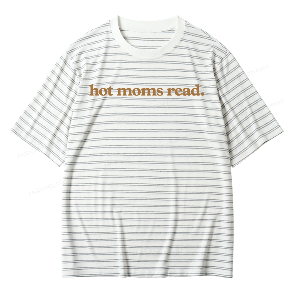Pagewings Hot Moms Read Unisex Striped T-Shirt