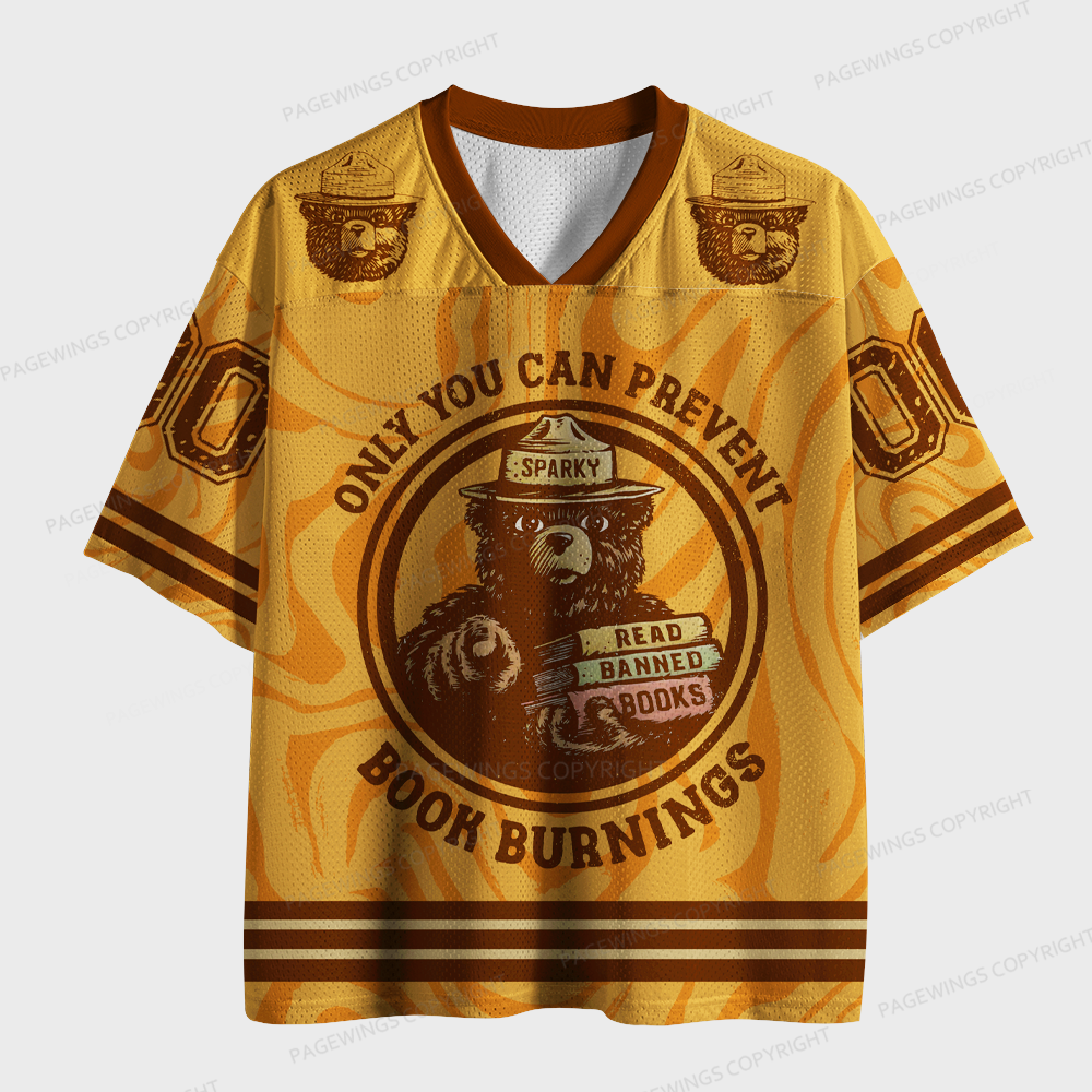 Pagewings Only You Can Prevent Book Burnings Unisex Mesh Jersey