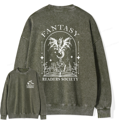 Pagewings Fantasy Reader Society Unisex Washed Sweatshirt