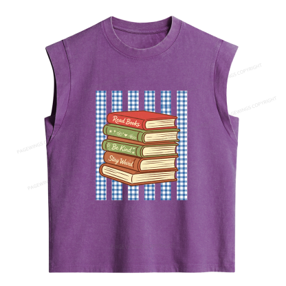 Pagewings Read Books Be Kind Stay Weird  Women's Washed Tank Top
