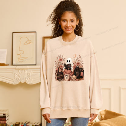 Pagewings Smut Reading Ghost Unisex Washed Sweatshirt