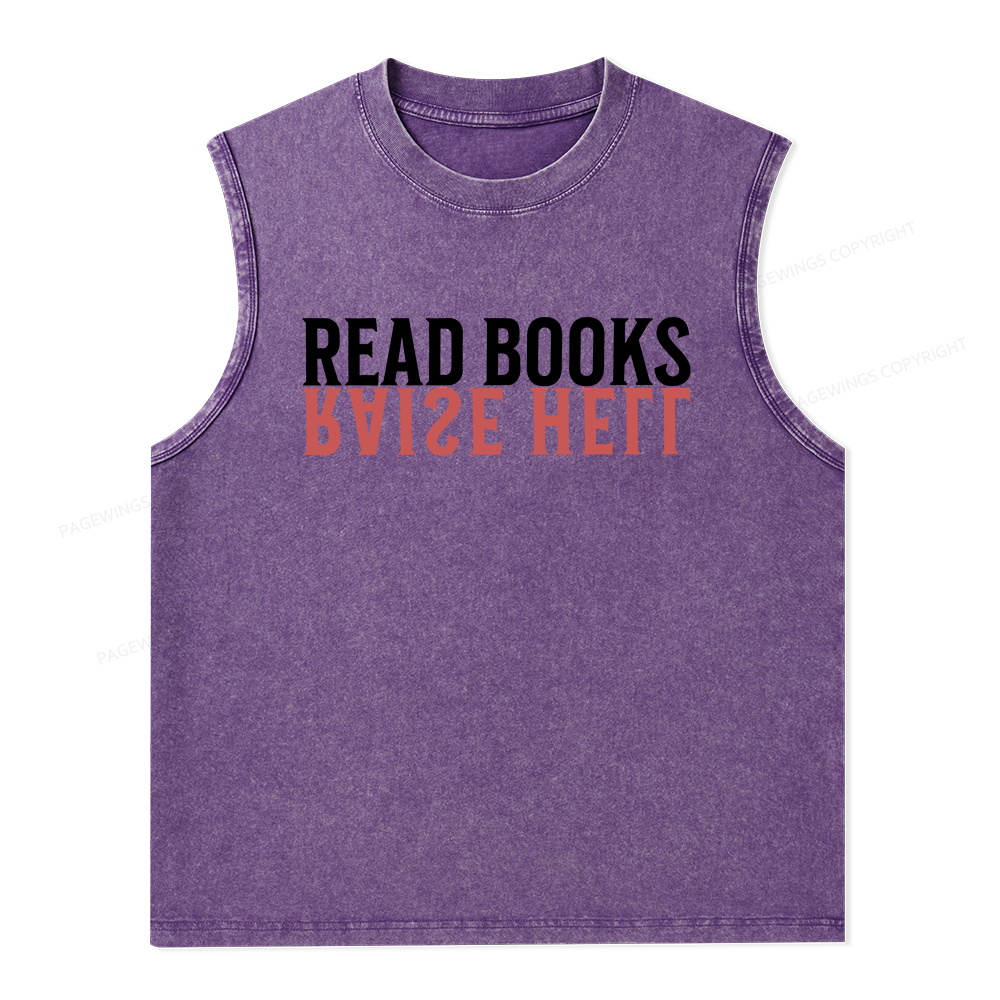 Pagewings Raise Hell Read Books  Unisex Washed Tank Top