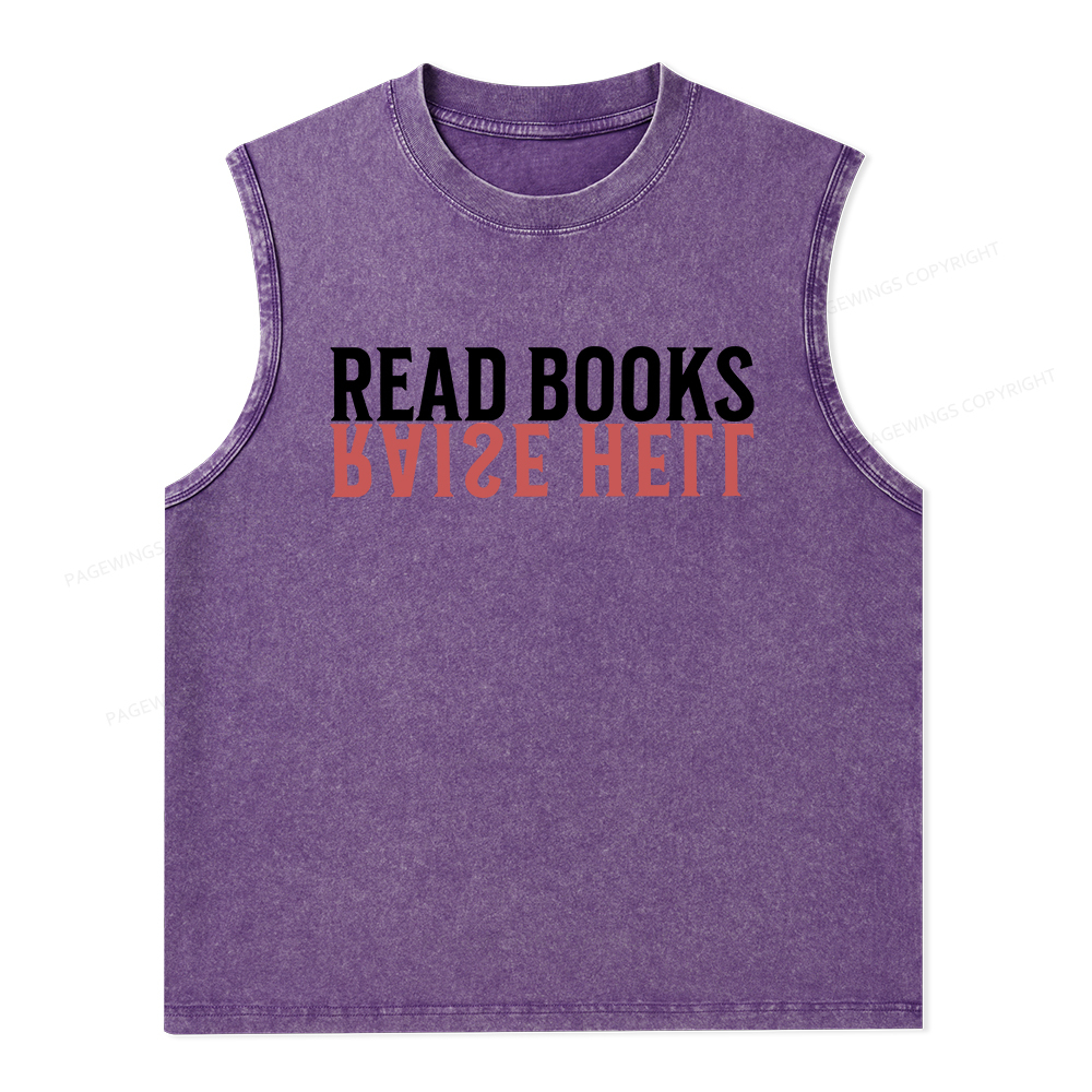 Pagewings Raise Hell Read Books Unisex Washed Tank Top