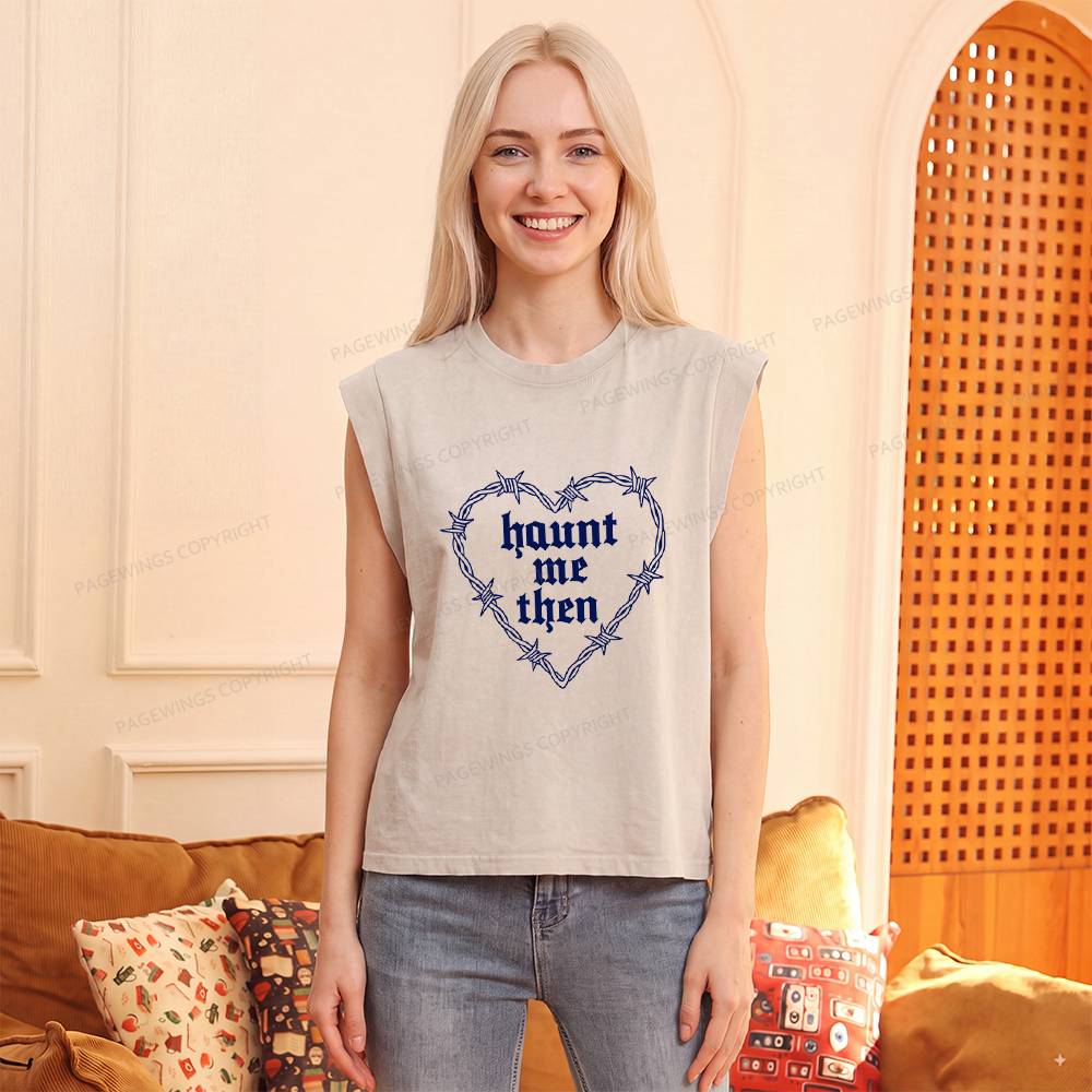 Pagewings Haunt Me Then Women's Washed Tank Top