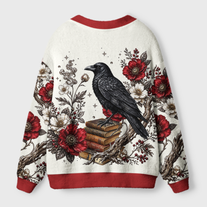 Pagewings Reading Crow Light Knit Unisex Cardigan Sweaters