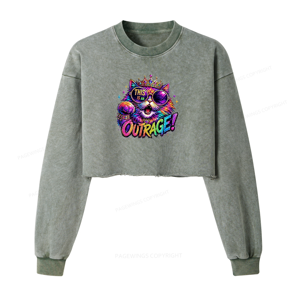 Pagewings Sci-Fi Book Lover Washed Crop Sweatshirt