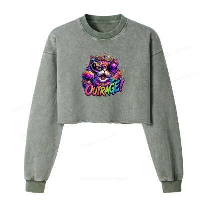 Pagewings Sci-Fi Book Lover Washed Crop Sweatshirt