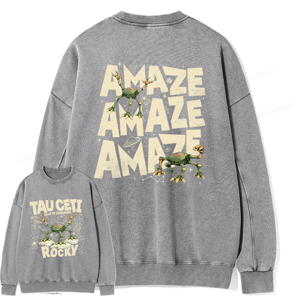 Pagewings Rocky Tau Ceti Home of Astrophage Unisex Washed Sweatshirt