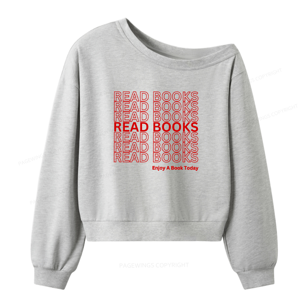 Pagewings Read Books Librarian Women Off Shoulder Sweatshirt