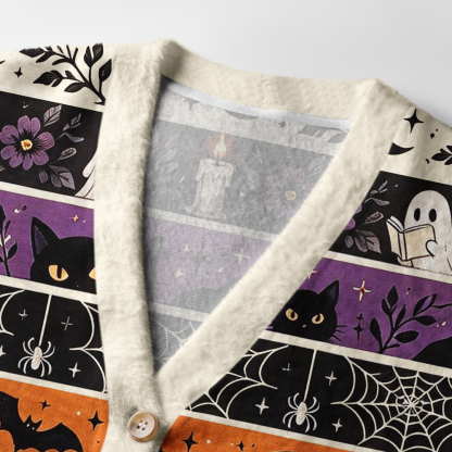 Pagewings Ghosts Love Reading Light Knit Unisex Cardigan Sweaters