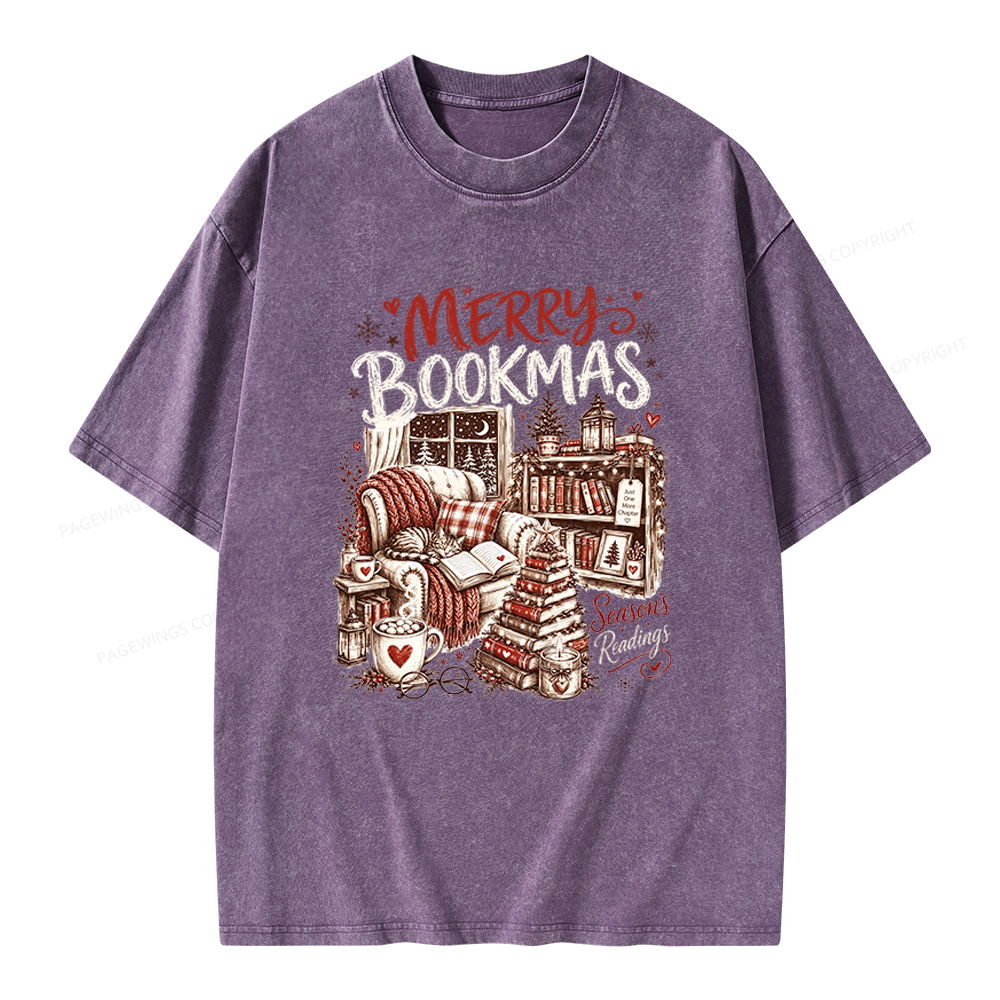 Pagewings Merry Bookmas Unisex Washed T-shirt