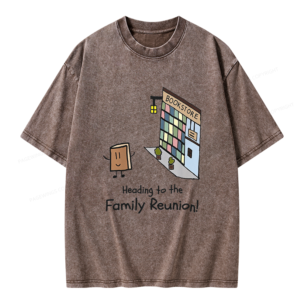 Pagewings Funny Bookstore Family Unisex Washed T-shirt
