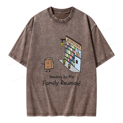 Pagewings Funny Bookstore Family Unisex Washed T-shirt