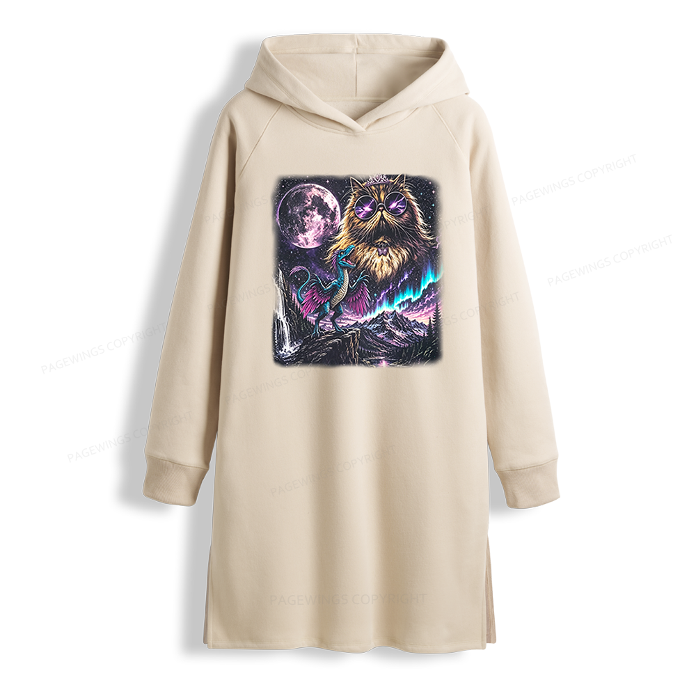Pagewings Sci Fi Books Lover Side-Slit Fleece Hoodie Dress