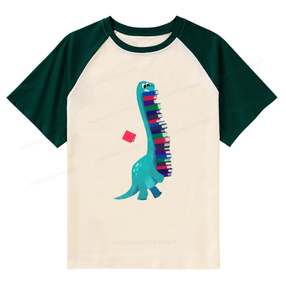 Pagewings Book Dinosaurs Raglan T-shirt