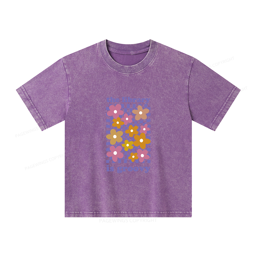 Pagewings The Library is Groovy Unisex Kids Washed T-shirt