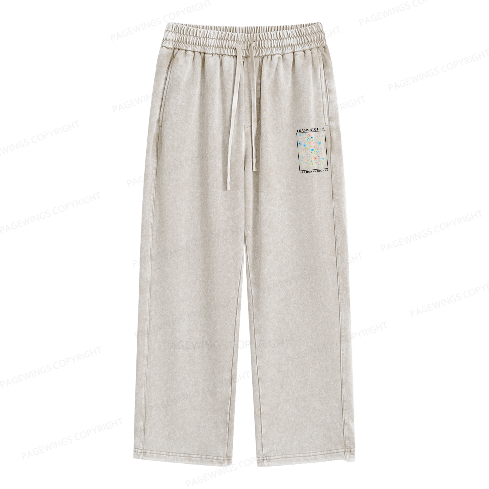 Pagewings Trans Rights Are Human Rights Unisex Washed Sweatpants