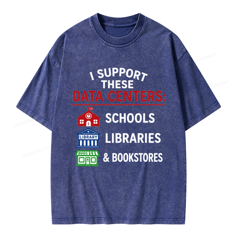 Pagewings I Support These Data Centers Unisex Washed T-shirt