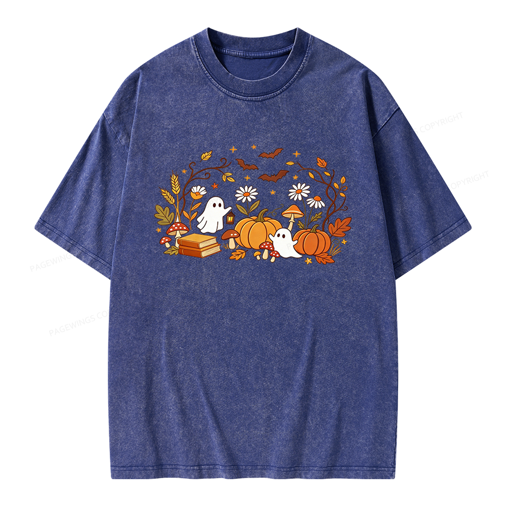 Pagewings Halloween Ghost Unisex Washed T-shirt