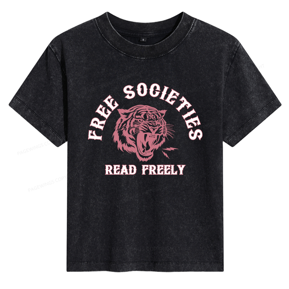 Pagewings Free Societies Read Freely Women's Washed T-shirt
