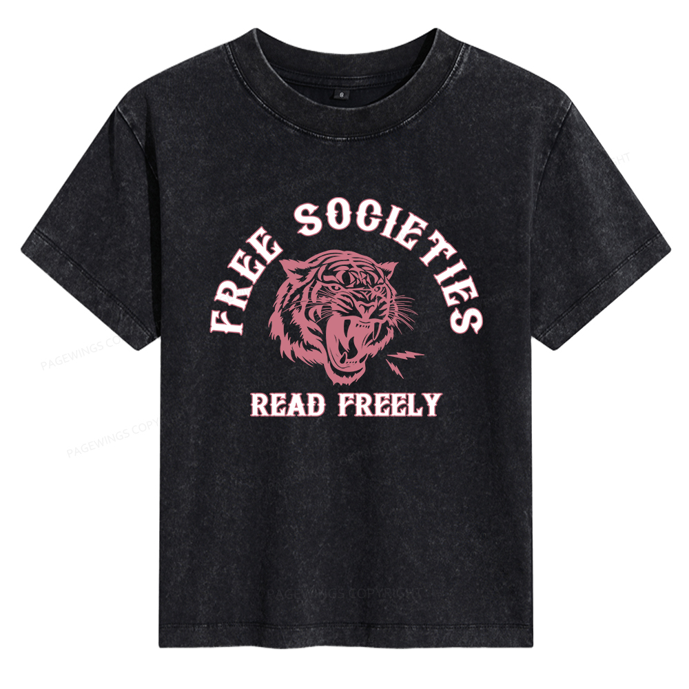 Pagewings Free Societies Read Freely Women's Washed T-shirt