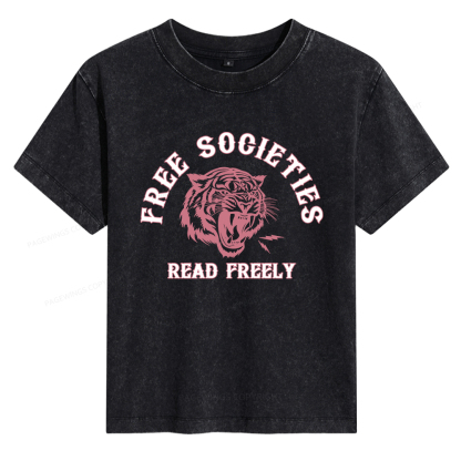 Pagewings Free Societies Read Freely Women's Washed T-shirt