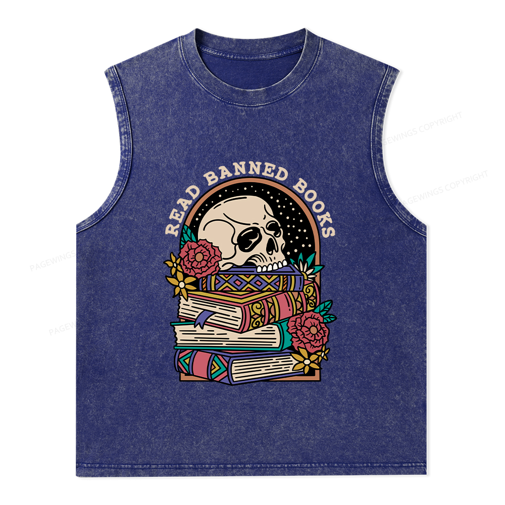 Pagewings Read Banned Book Floral Unisex Washed Tank Top