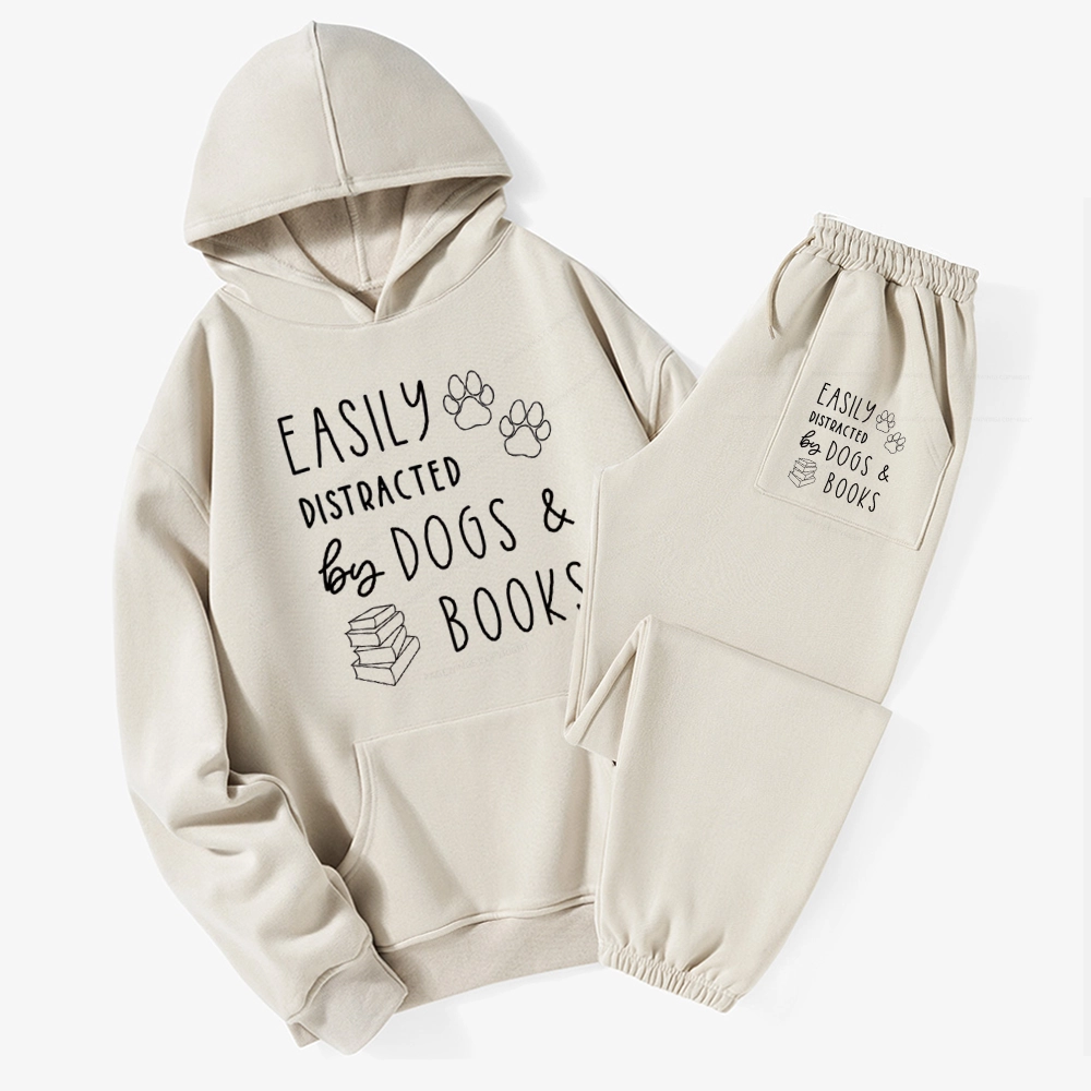 Pagewings Dogs And Books Unisex Fleece Hoodie Set