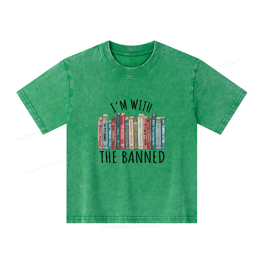 Pagewings I'm With The Banned Unisex Kids Washed T-shirt