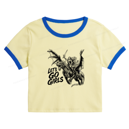 Pagewings Woman Dragon Rider Baby Tee Cropped Ringer T-Shirt