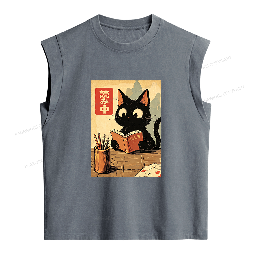 Pagewing Cats Reading Women's Washed Tank Top