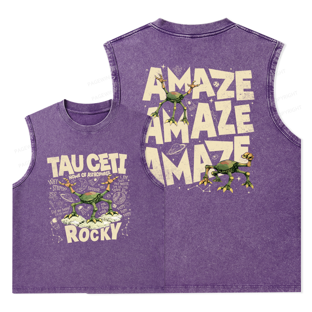 Pagewings Rocky Tau Ceti Home of Astrophage Unisex Washed Tank Top