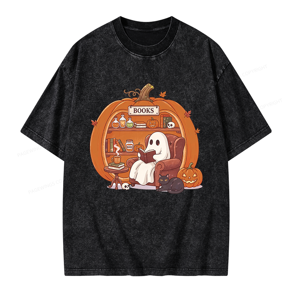 Pagewings Reading Ghost Unisex Washed T-shirt