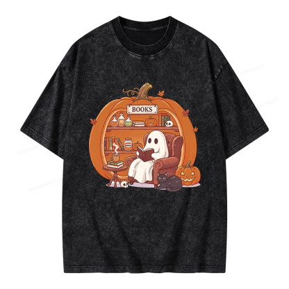 Pagewings Reading Ghost Unisex Washed T-shirt