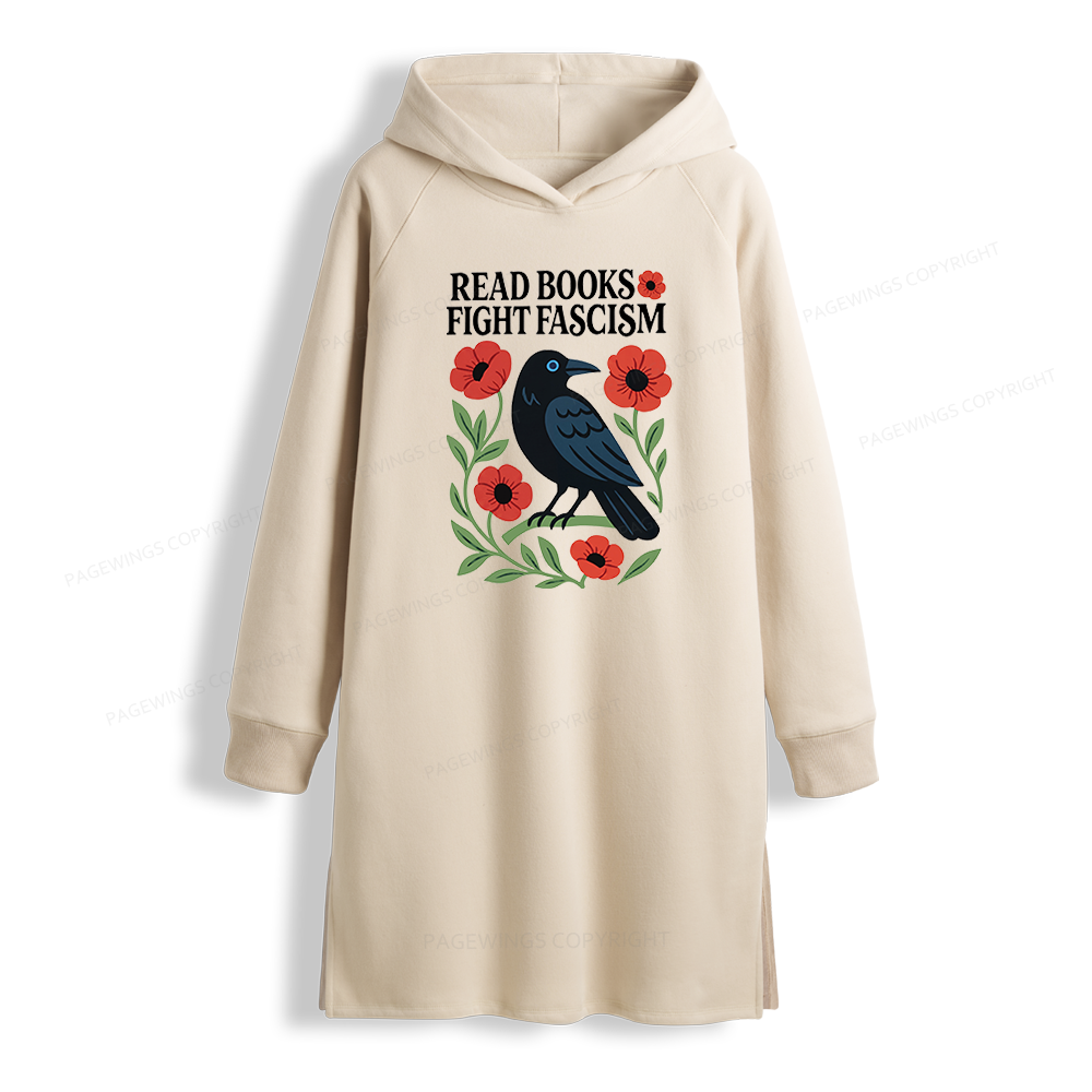 Pagewings Read Books Fight Fascism Side-Slit Fleece Hoodie Dress