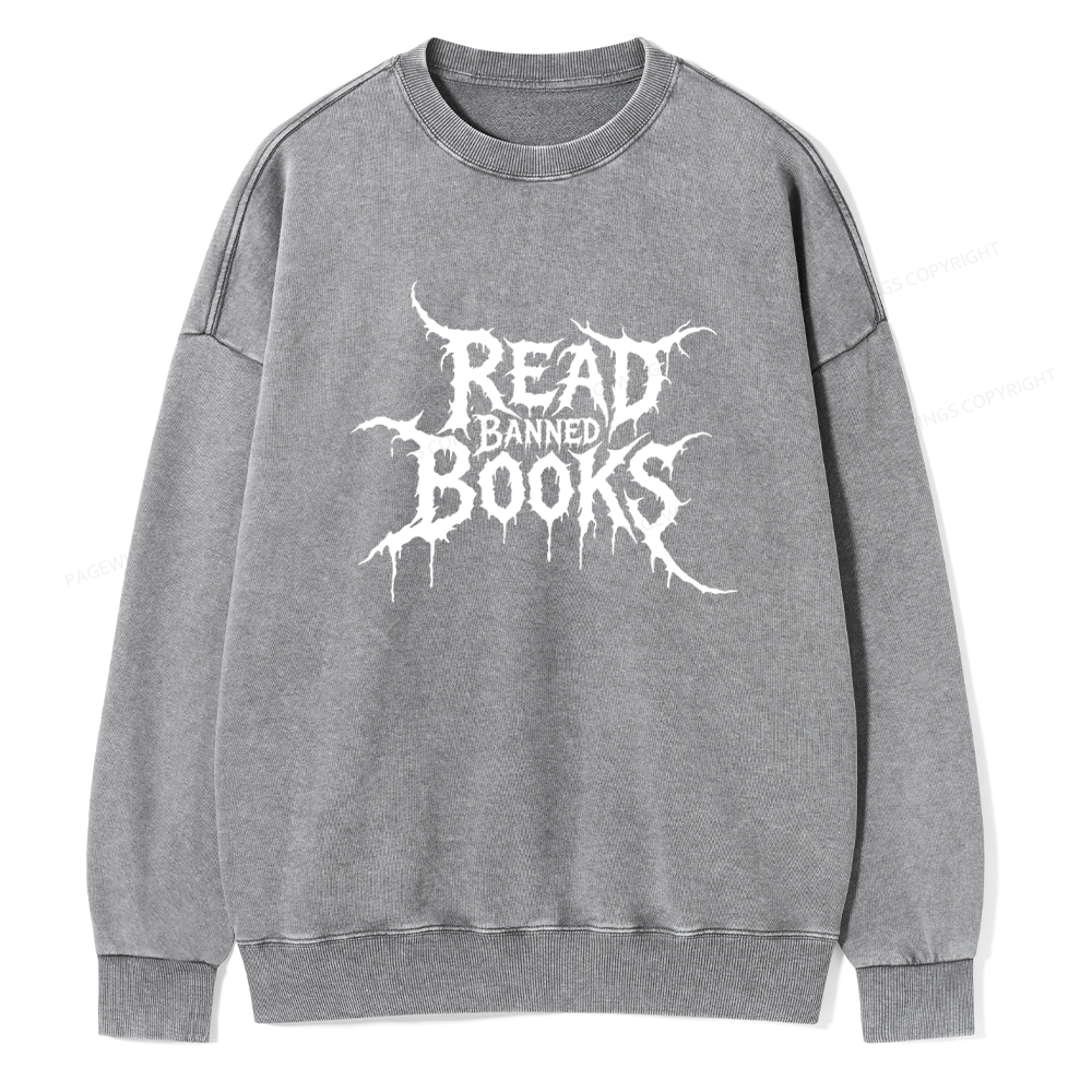 Pagewings Read Banned Books Unisex Washed Sweatshirt
