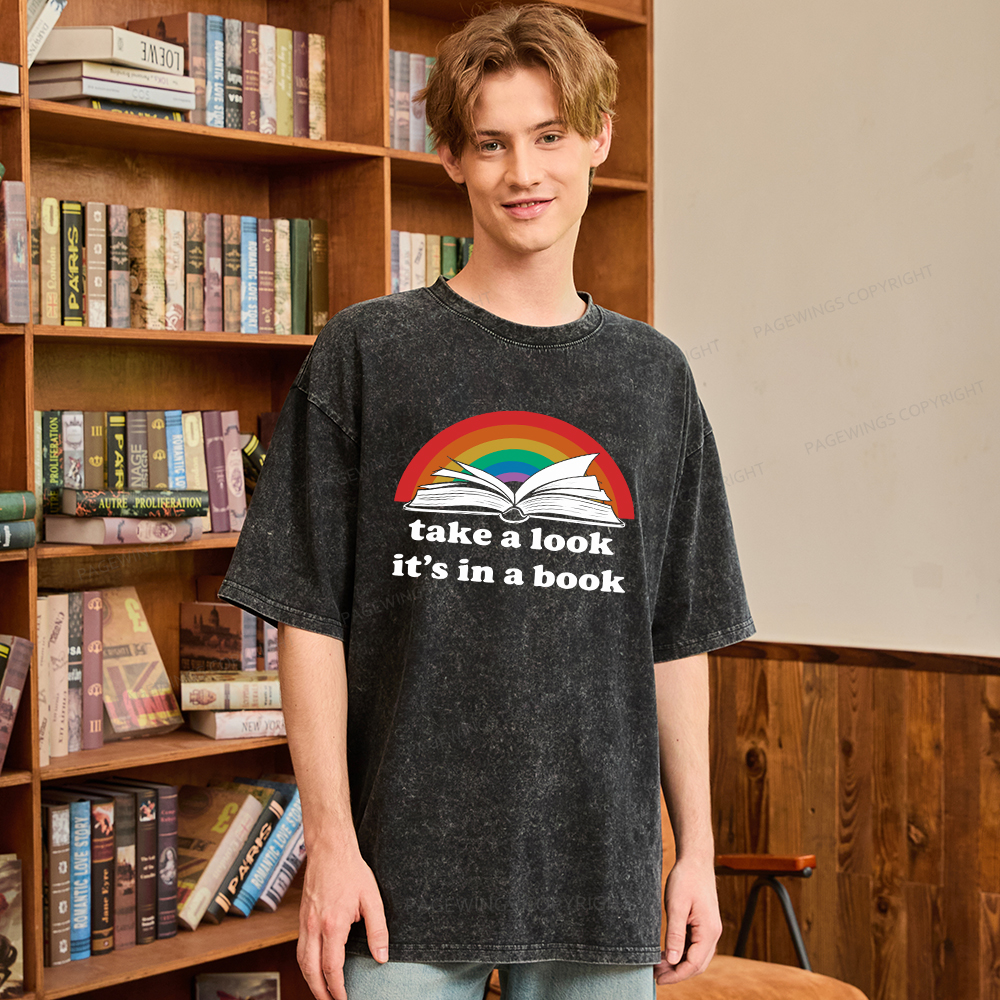 Pagewings Take A Look It’s In A Book Unisex Washed T-shirt