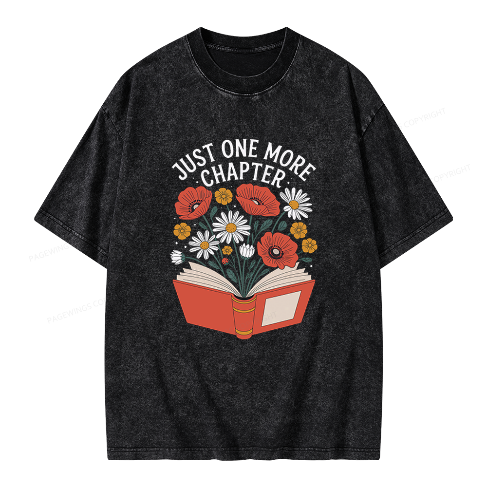 Pagewings Just One More Chapter Floral Book Unisex Washed T-shirt